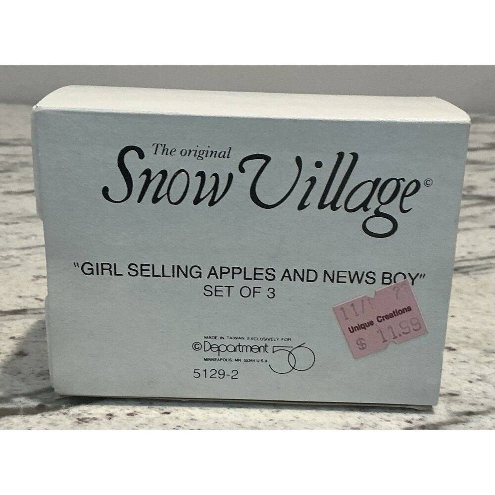 Dept 56 Snow Village Girl Selling Apples And News Boy Accessory